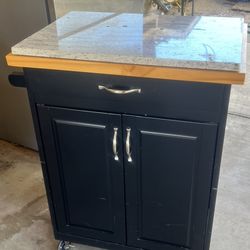 Marble Top Kitchen Island Cart on Wheels with Storage 