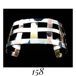7-8" adj. RLM Studios, Robert Lee Morris Tri-metal Sterling Silver, Copper, Brass Cuff Bracelet