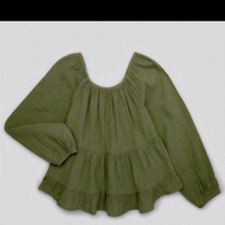 NWT Wonder Nation Tiered Peasant Top Little Girl's Small 6-6X Sage Green