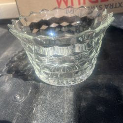 Fostoria American Clear  Glass Trifle Bowl Compote Cube Pattern 6"