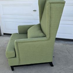 Green Wingback Accent Chair – Tall Back, Modern Classic