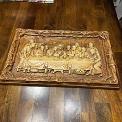 VTG Last Supper Dinner Raised 3D Resin Metal Wall Decor By Multi Prod USA