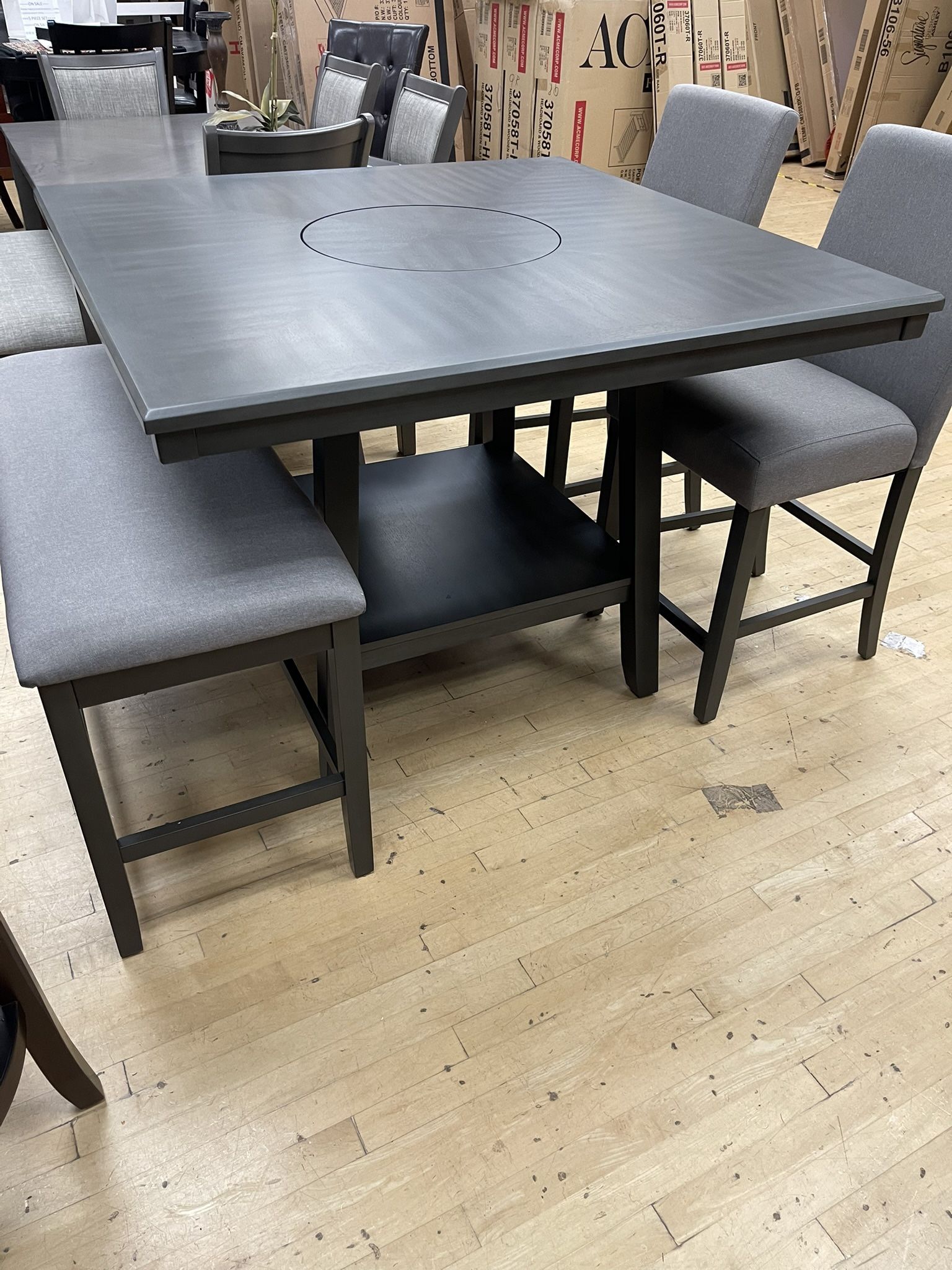 Counter Height Dining Table, Bench, 4 Chairs On Sale