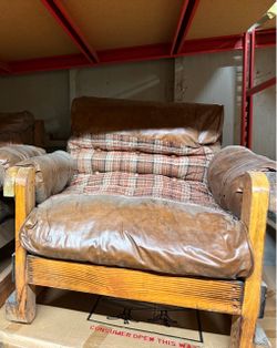 Vintage Rustic Wood Frame Lounge Chair