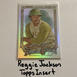 Reggie Jackson Oakland A’s Hall of Fame Outfielder Topps Short Print Insert Card. 