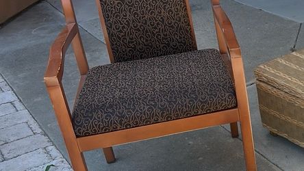 Vintage Wooden Armchair with Patterned Fabric