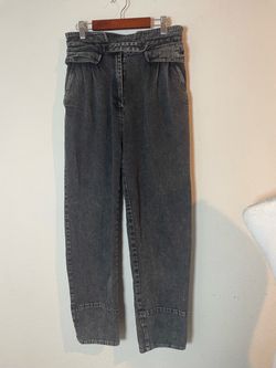 High-Waist Gray Acid Wash Jeans
