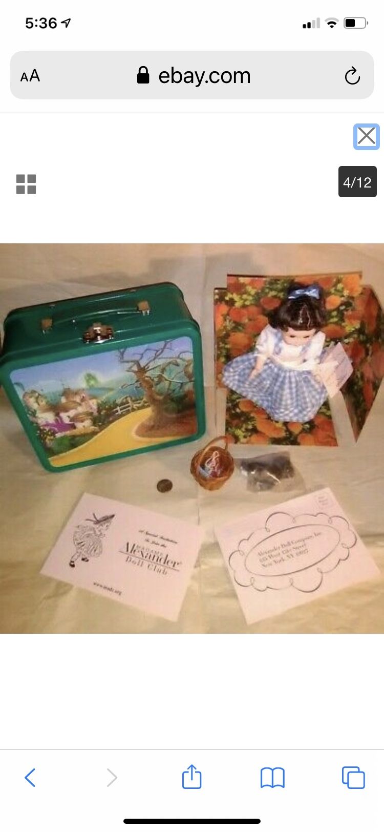 Wizard Of Oz Lunch Box Set with Dorothy Doll and Toto