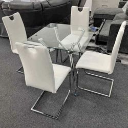 Dining Table Glass Silver Base