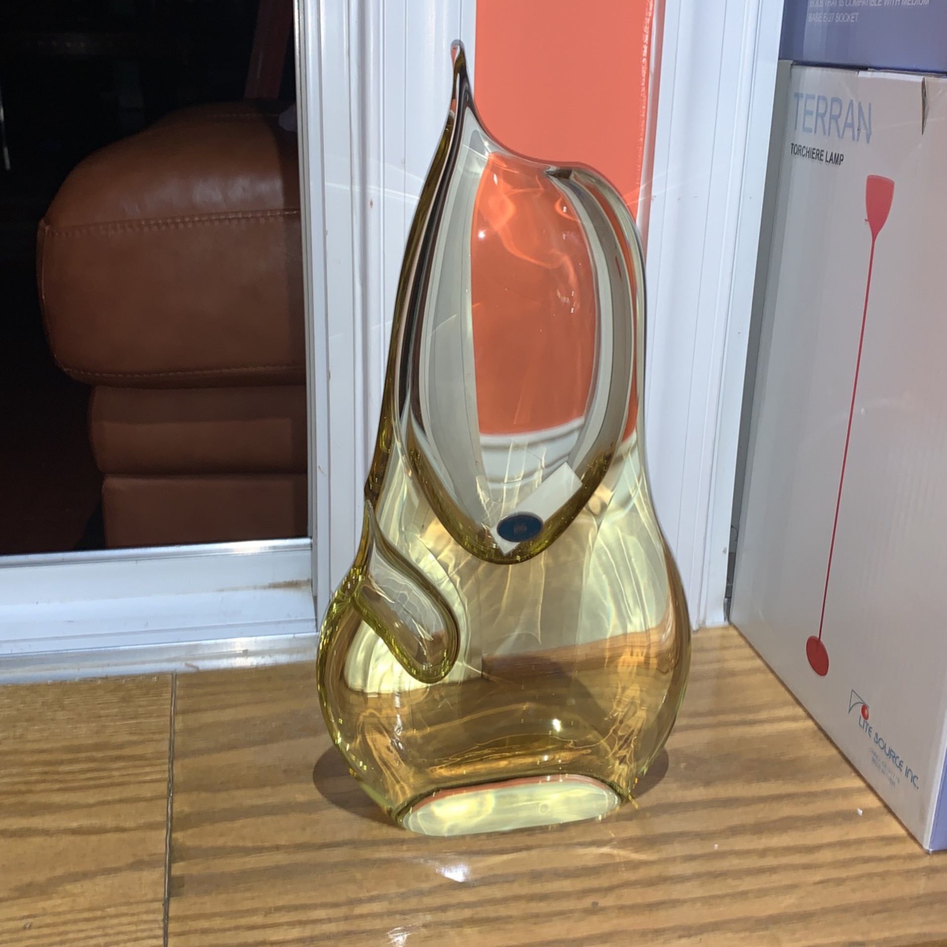 New In Box Modern Design Glass Vase, 14”