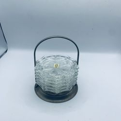 Vintage Crystal Coasters And Silver Plated Caddy Set Of 6 Coasters