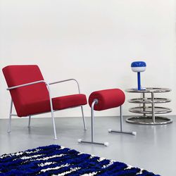 Original 1999 IKEA PS Armchair by Eve Lillja Löwenhielm with rare matching SLÖINGE stool by Monika Mulder