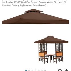 perixirw Gazebo Canopy Top Replacement Cover 117"x117", 2-Tiers，for Smaller 10'x10' Dual-Tier Gazebo