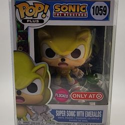 Funko POP Super Sonic With Emeralds #1059 Flocked Target Exclusive W/Protector