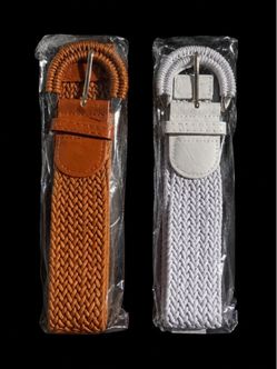 Elastic Braided Belts with Buckle – Set of 2
