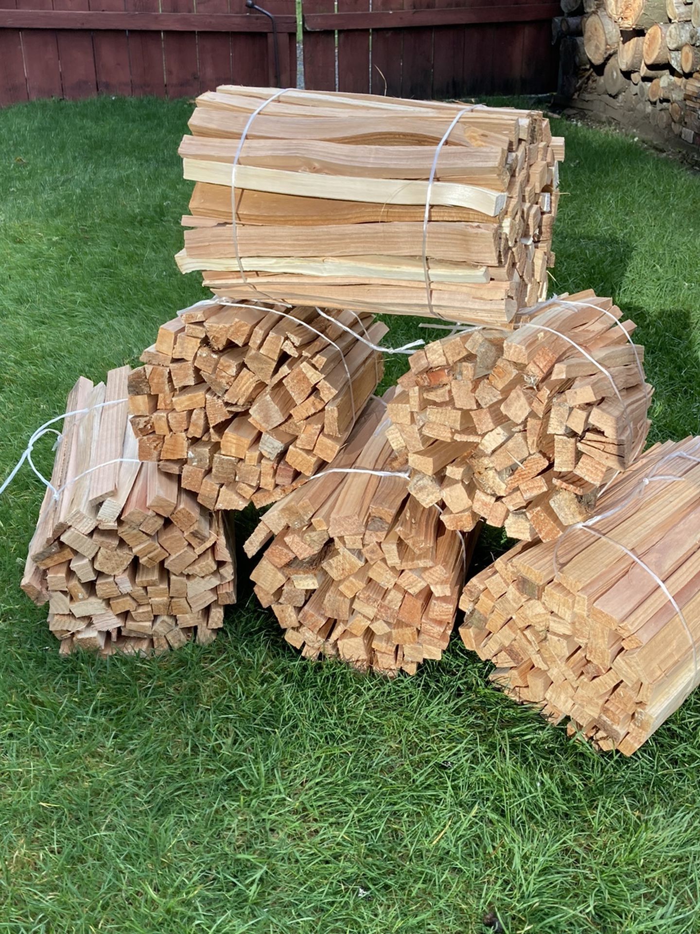 Split Cedar kindling. Large bundles For firewood
