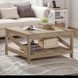 Rustic Wood Coffee Table – Like New
