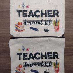 Teacher Themed Canvas Pencil, Cosmetic Bags 