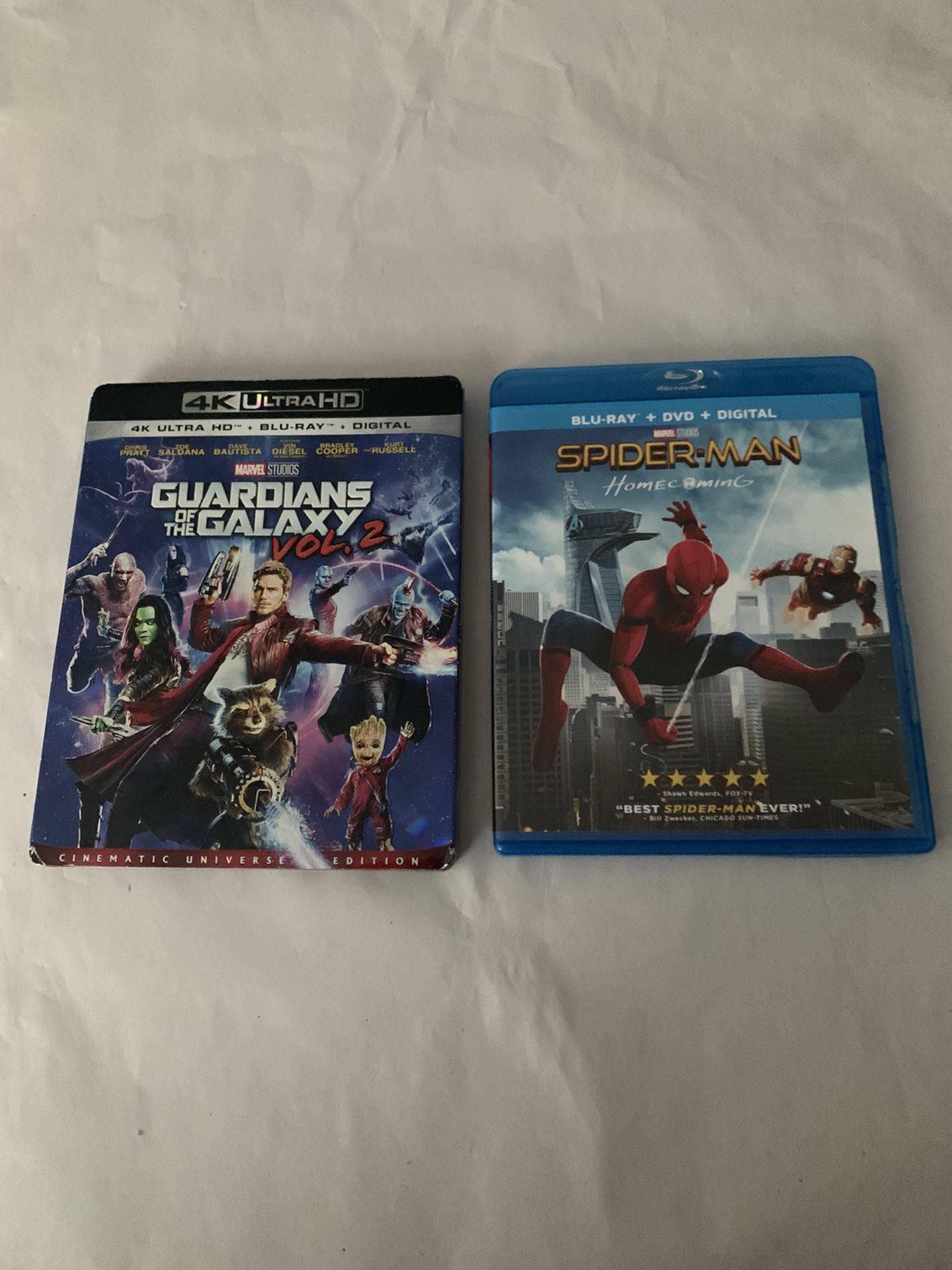 Spider-Man Homecoming & Guardians of the Galaxy Vol2 DVD/Blu-Ray Bundle