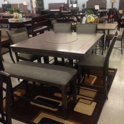 Fulton Gray Counter Height Set /Dining table and Chairs 