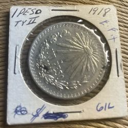 Key Date 1918 Mexican Un Peso