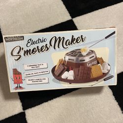 Nostalgia Indoor Electric Stainless Steel S'mores Maker with 4 Compartment Trays for Graham Crackers, Chocolate, Marshmallows and 2 Roasting Forks