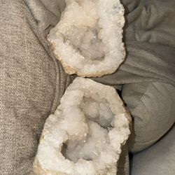 Large Crystal Quartz Geode With Crystal Chunks Inside L about 12 Inches