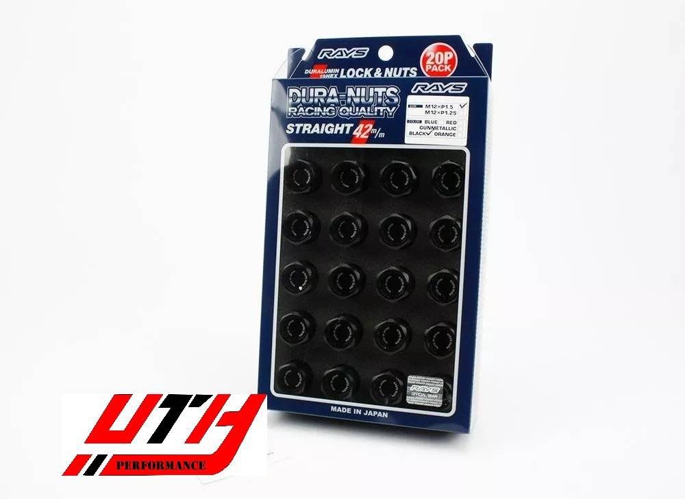Rays Black Duralumin L42 Nut & Lock M12x1.5 Acorn Taper Tuner