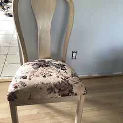 Set Of 6 Dining Chairs Wooden Back Floral Padded Design 