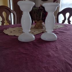 Richland White Glass Pillar Candle Holders