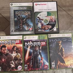 5 Xbox 360 Games Bundle: Mass Effect 2 & 3 + Halo 3 + Bioshock 1 & Bioshock infinite 