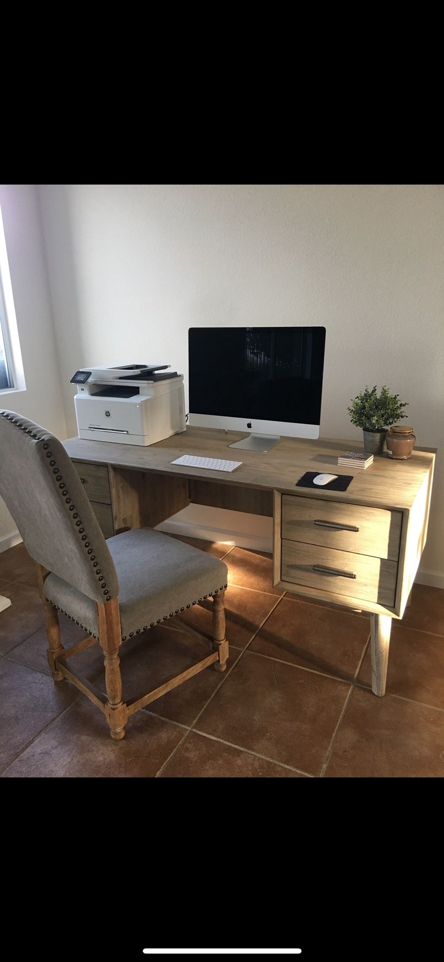 Solid Wood Desk - Natural Oak Birchwood Color