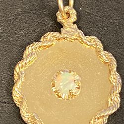 Fire Opal Gold Charm 