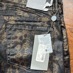 7 For All Mankind Skinny Jeans Size 26 Coated Snakeskin Print NWT