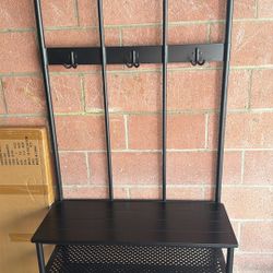 Coat rack and bench w shoe storage, black, 74 3/4x13 3/4x31 1/8 "