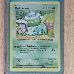 LEAFY LUCK: Bulbasuar SHADOWLESS NM Pokemon Card