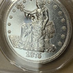 1875 S Trade Dollar Chopmarked - Polish