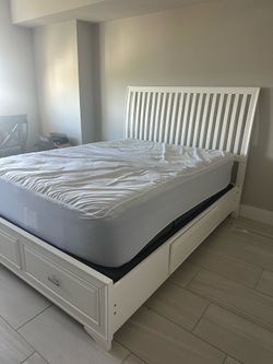 Queen Bed Frame with Storage Drawers