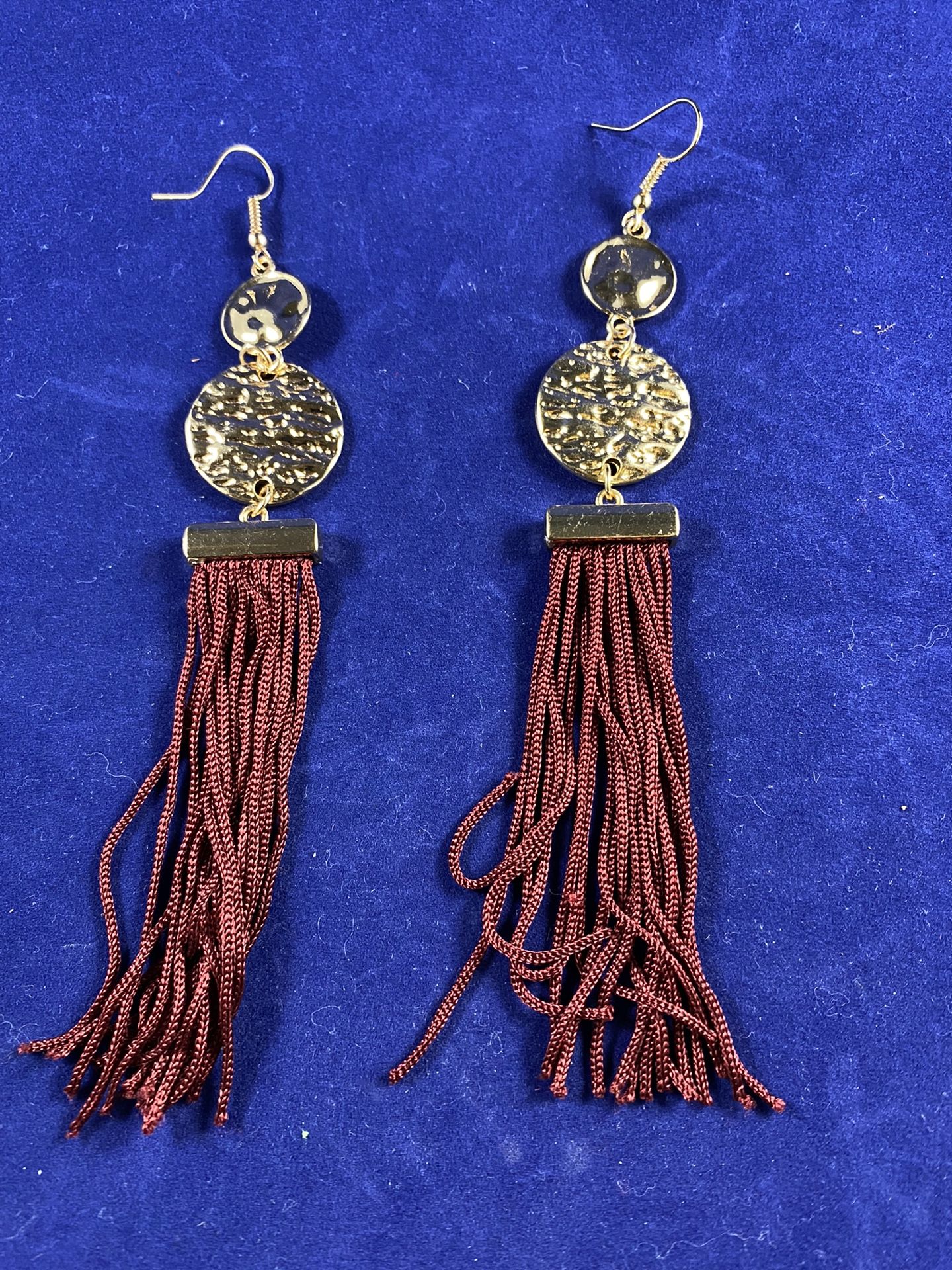 Red and Gold Fringe Dangle Earrings