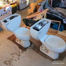 FREE - Two Gerber Flushmate Toilet Tanks & Bowls - Parts Only / Untested