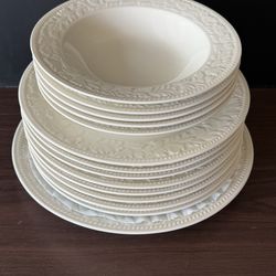 Garland 8837 White Stoneware Dinnerware Set – Plates, Bowls & Serving Platter
