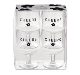 Set of 4 Stackable Acrylic Wine Glasses - Cheers, NEW, $20 or 2 sets for $30
