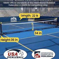 New In Box Pro-Grade Full Size Pickleball Tournament Net Portable Outdoor with Wheels 22FT  IFP / USAPA  Approved