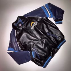 LA Chargers NFL Faux Leather Jacket Sz XL