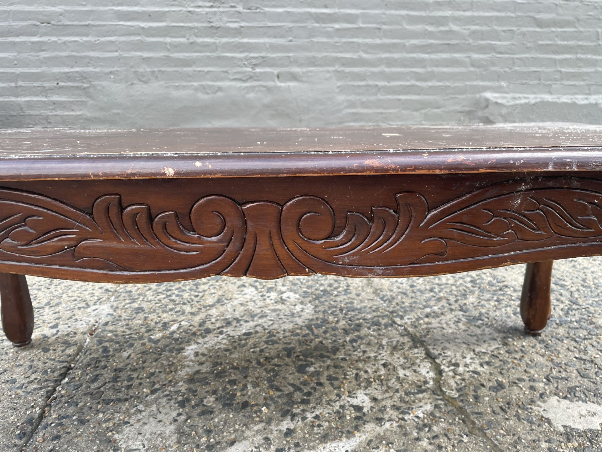 Antique Rectangular Ornate Mid-Century Coffee Table for Restoration