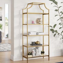 30x14x71” Golden Color Storage Bookcase Shelving Unit 
