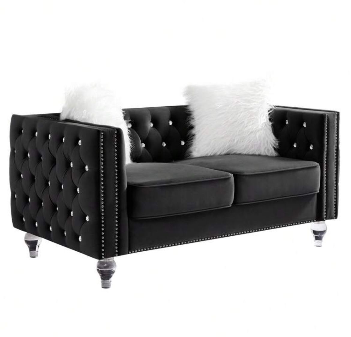 Velvet Love Seat Sofa 59 Inch