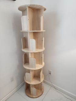 Swivel solid wood book shelf