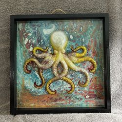 Octopus Marine Life Resin Wall Plaque Handmade Size 12x12