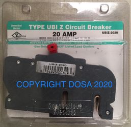 Zinsco Twin 20A Thin Circuit Breaker, UBIZ-2020